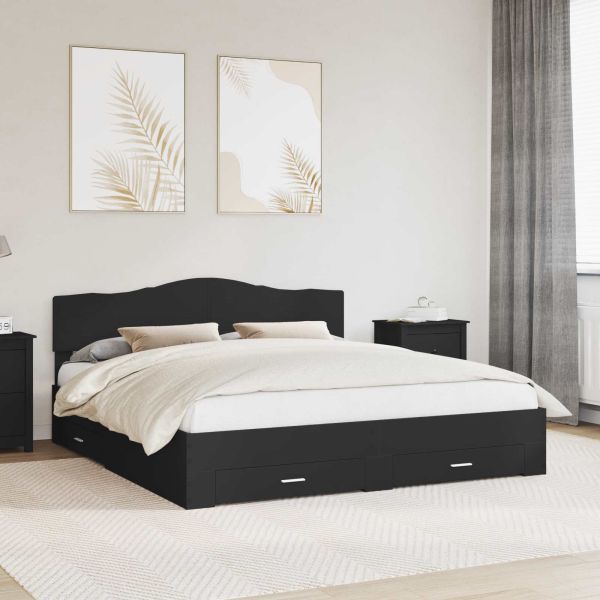 Рамка за легло с таблото Черно 180 x 200 cm Инженерно дърво