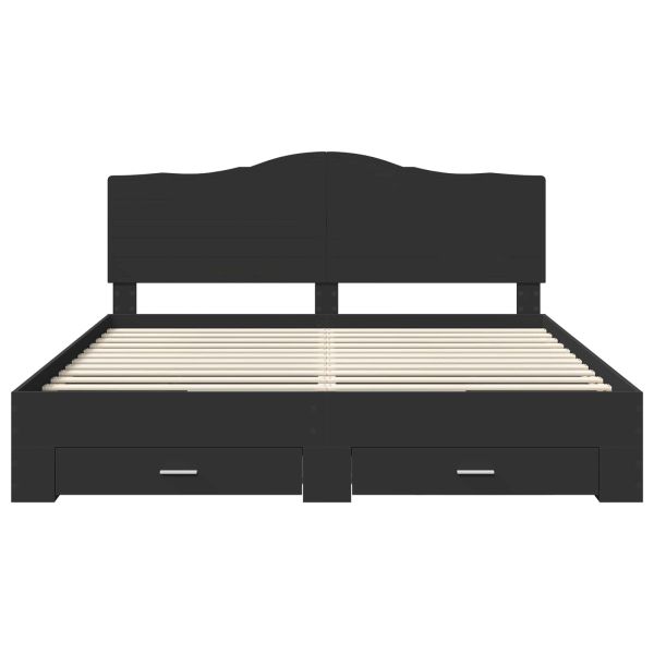 Рамка за легло с таблото Черно 180 x 200 cm Инженерно дърво