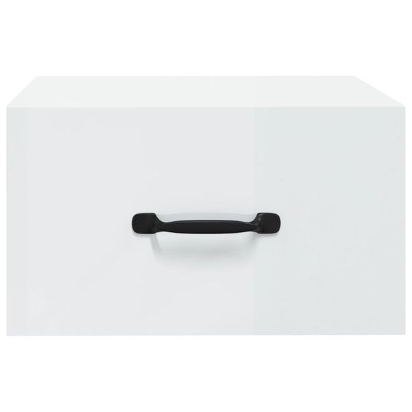 Нощно шкафче за стенен монтаж, бял гланц, 35x35x20 см