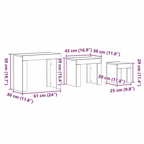 Стифиращи масички 3 pcs Черния дъб Инженерно дърво