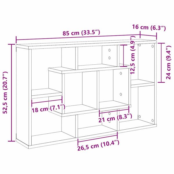 Стенен рафт с рафт Черния дъб 85 x 16 x 52,5 см Инженерно дърво