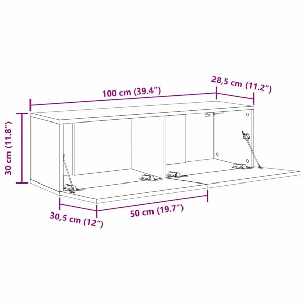 ТВ шкаф 2 pcs Черно 100 x 30 x 30 cm Инженерно дърво