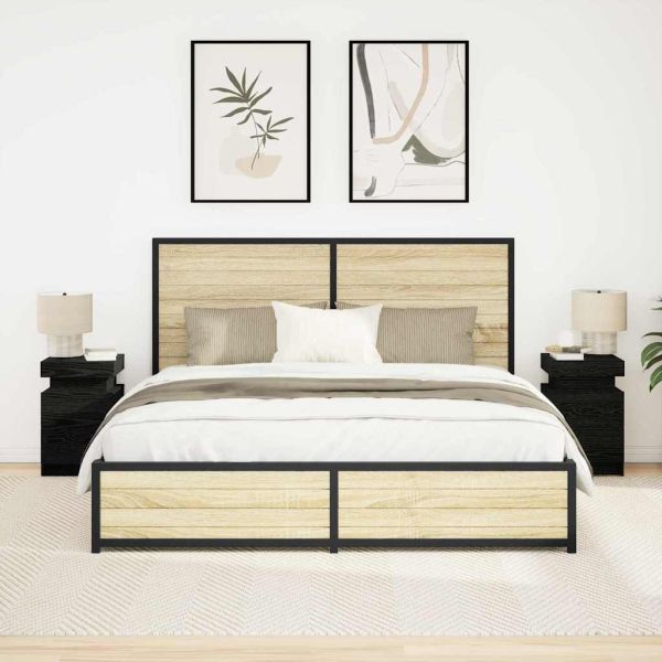 Нощен шкаф 2 pcs Черния дъб 35 x 39 x 55 см Инженерно дърво