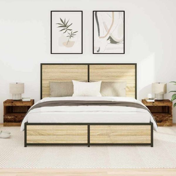 Нощен шкаф 2 pcs Старо дърво 50 x 40 x 45 cm Инженерно дърво