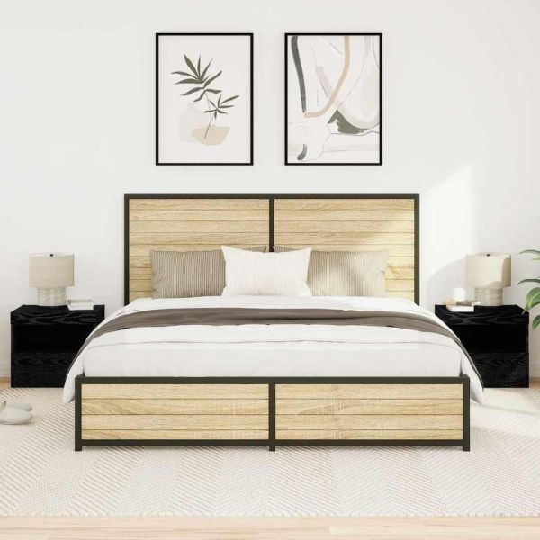 Нощен шкаф 2 pcs Черния дъб 50 x 40 x 45 cm Инженерно дърво