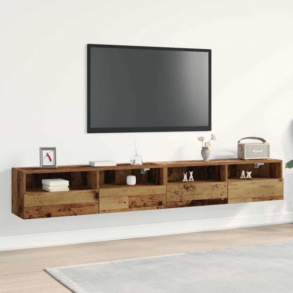 TV стенен шкаф 2 pcs Старо дърво 100 x 30 x 30 cm