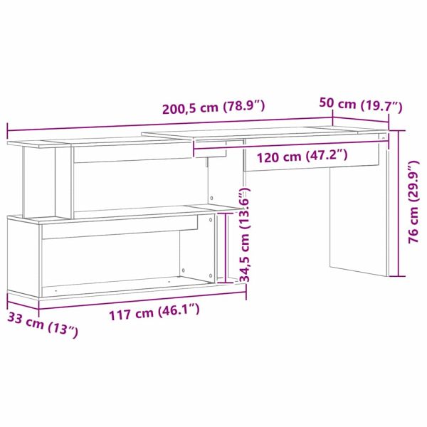 Бюро Черния дъб 200 x 50 x 76 см Инженерно дърво