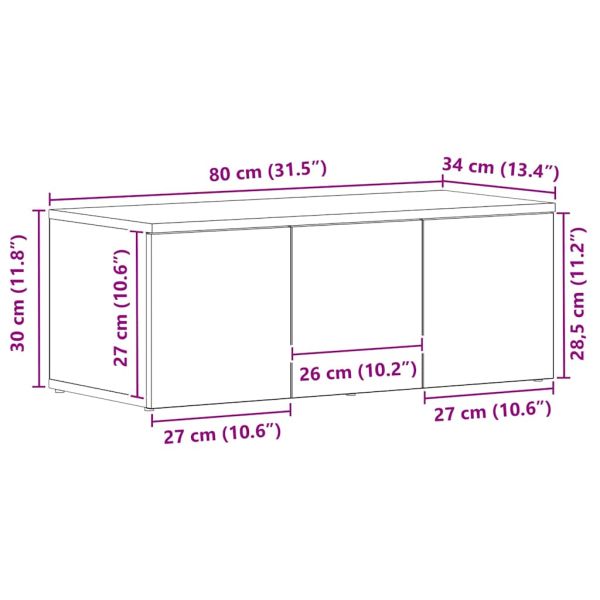ТВ шкаф с чекмедже Черния дъб 80x34x30 см Инженерно дърво