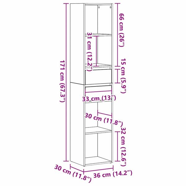 Шкаф за книги Черния дъб 36 x 30 x 171 см Инженерно дърво