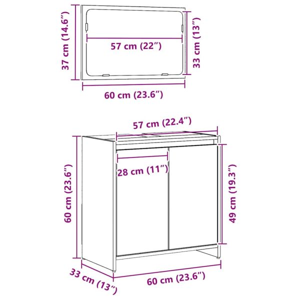 Шкаф за баня с врата Черния дъб 60 x 33 x 61 см Инженерно дърво