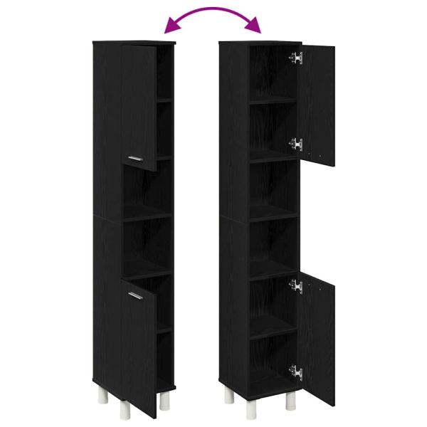 Шкаф за баня с рафт Черния дъб 30 x 30 x 179 см Инженерно дърво