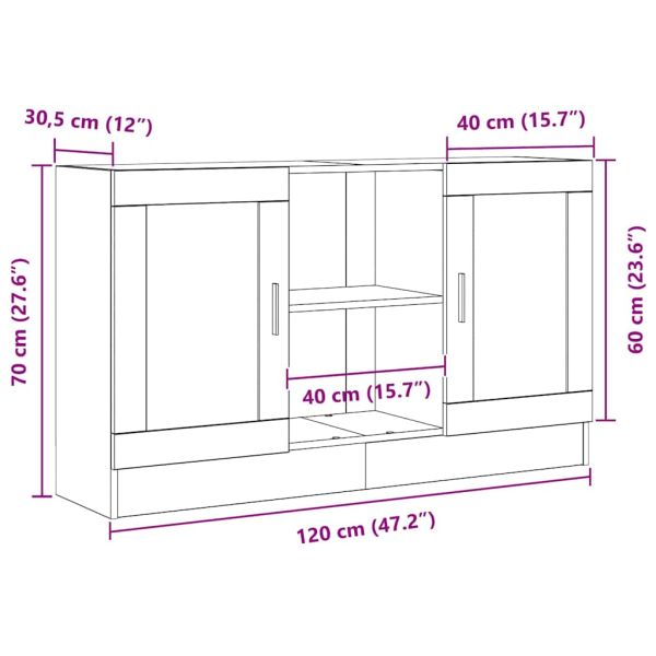 Служебен шкаф Черния дъб 120 x 30,5 x 70 см Инженерно дърво