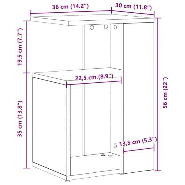 Странична маса Черния дъб 36 x 30 x 56 см Инженерно дърво