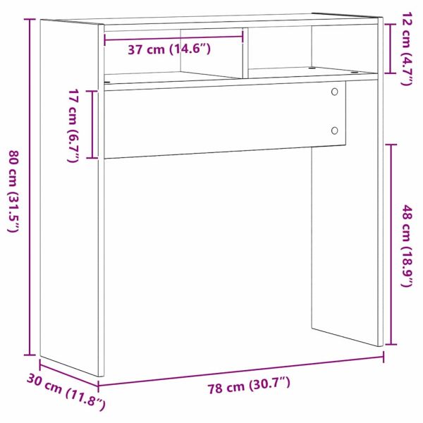 Конзолна маса Черния дъб 78 x 30 x 80 см Инженерно дърво