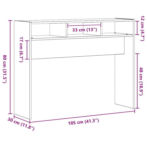 Конзолна маса Черен дъб 105 x 30 x 80 см Инженерно дърво