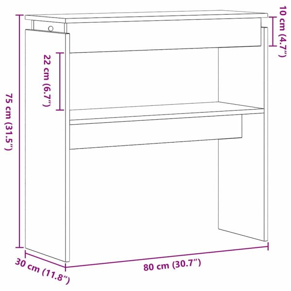 Конзолна маса Черния дъб 80 x 30 x 80 см Инженерно дърво