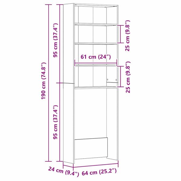 Шкаф за пералня Черния дъб 64 x 24 x 190 см Инженерно дърво