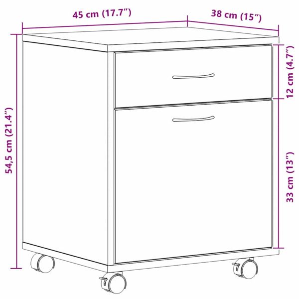 Подвижен шкаф Черен дъб 45 x 38 x 54 см Инженерно дърво