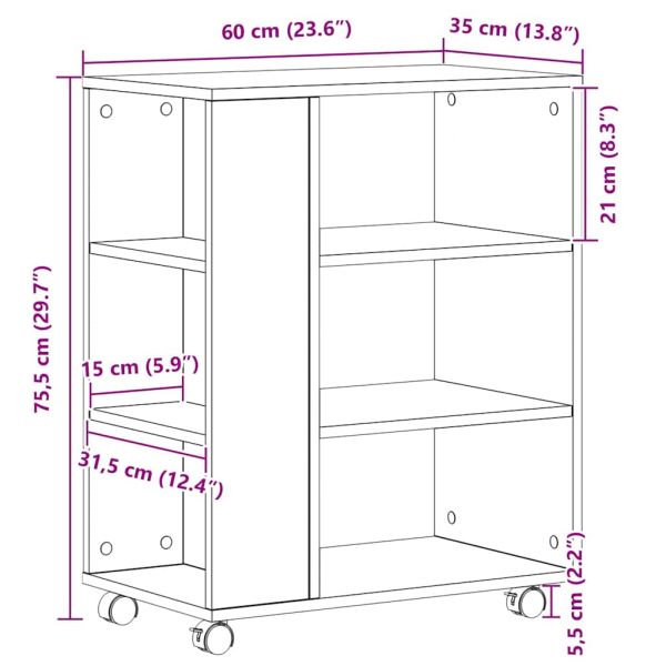 Шкаф за съхранение Черния дъб 60 x 35 x 75 cm Инженерно дърво