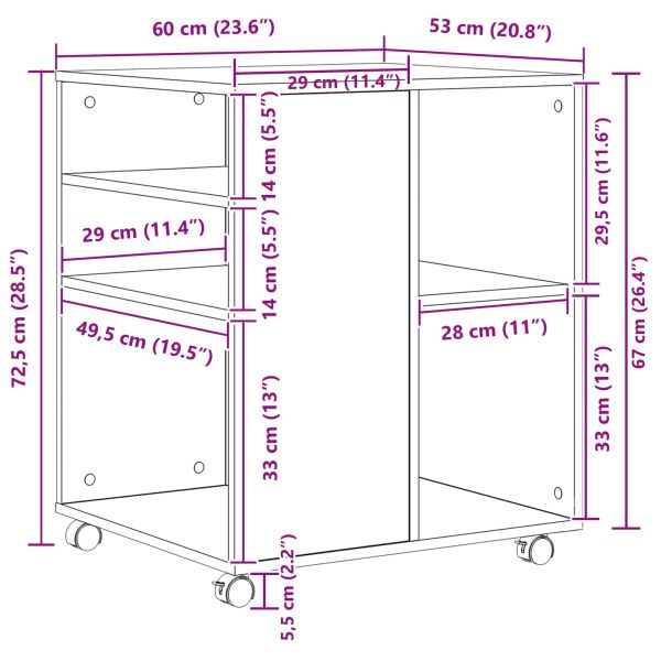 Шкаф за съхранение Черния дъб 60 x 53 x 72,5 см Инженерно дърво