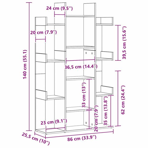 Библиотека Черния дъб 86 x 25,5 x 140 см Инженерно дърво