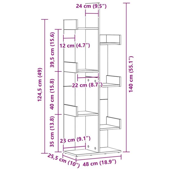 Библиотека Черния дъб 48 x 25,5 x 140 см Инженерно дърво