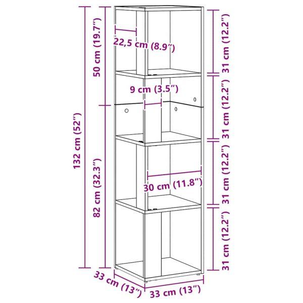 Ъглови стелажи Черния дъб 33 x 33 x 132 см Инженерно дърво