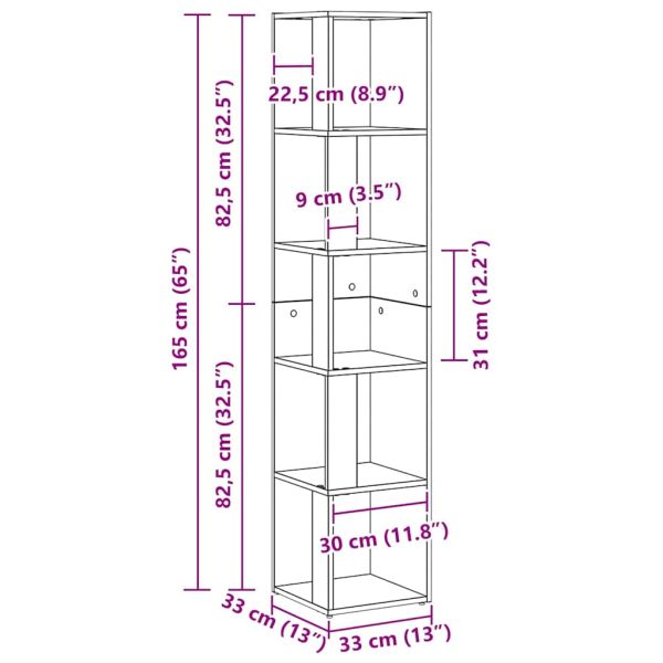Ъглови стелажи Черния дъб 33 x 33 x 164,5 cm Инженерно дърво