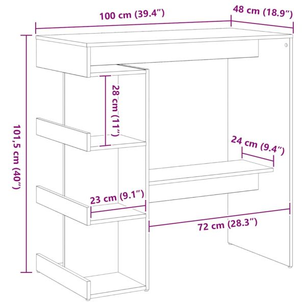 Бар маса с рафт Черния дъб 100 x 48 x 101,5 см Инженерно дърво