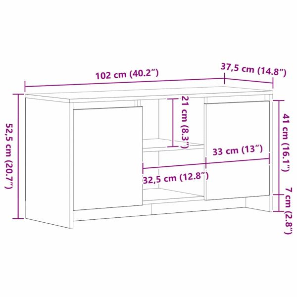 ТВ шкаф Черния дъб 102 x 37,5 x 52,5 см Инженерно дърво