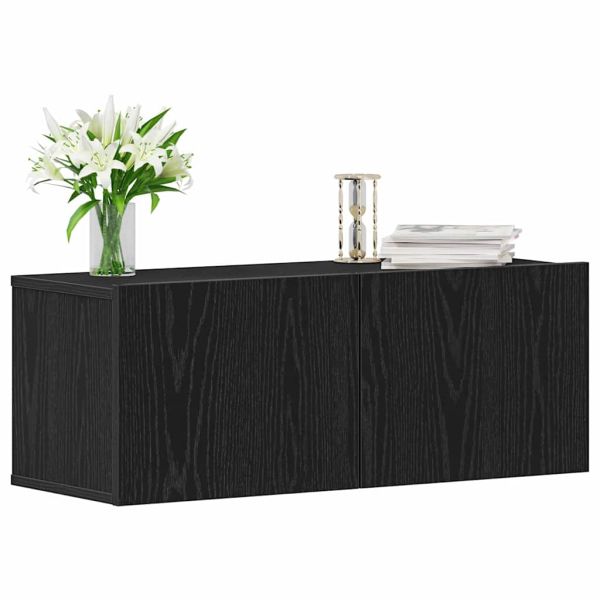 ТВ шкаф 2 pcs Черния дъб 80 x 30 x 30 см Инженерно дърво