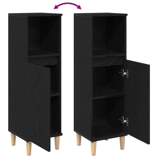 Банен шкаф с рафт Черния дъб 30 x 30 x 100 см Инженерно дърво