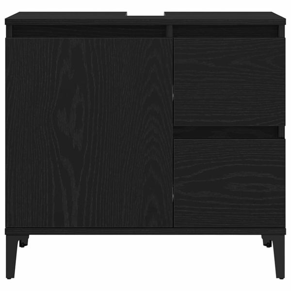 Шкаф за баня с рафт Черния дъб 65 x 33 x 60 см Инженерно дърво