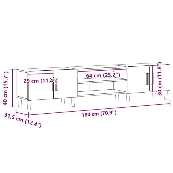 ТВ шкаф Черния дъб 180 x 31,5 x 40 см Инженерно дърво