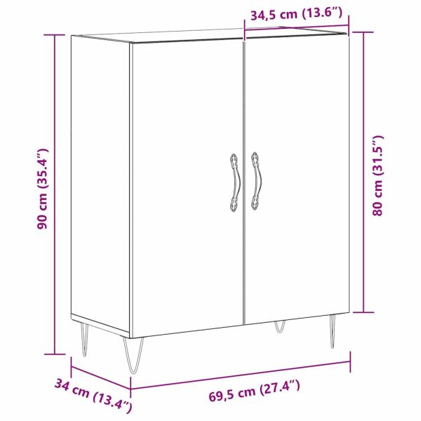 Служебен шкаф Черния дъб 69,5 x 34 x 90 см Инженерно дърво