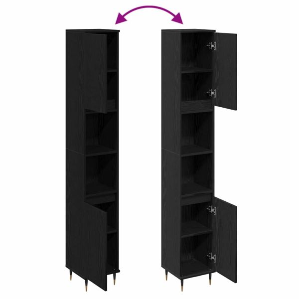 Шкаф за баня с рафт Черния дъб 30 x 30 x 190 см Инженерно дърво