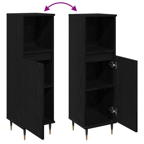 Шкаф за баня с рафт Черния дъб 30 x 30 x 100 см Инженерно дърво