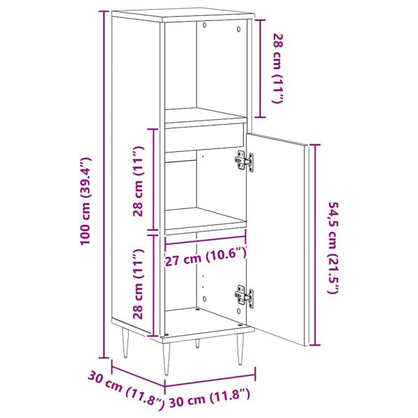 Шкаф за баня с рафт Черния дъб 30 x 30 x 100 см Инженерно дърво