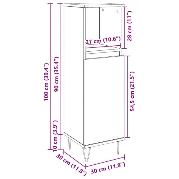Шкаф за баня Черния дъб 30 x 30 x 100 см Инженерно дърво