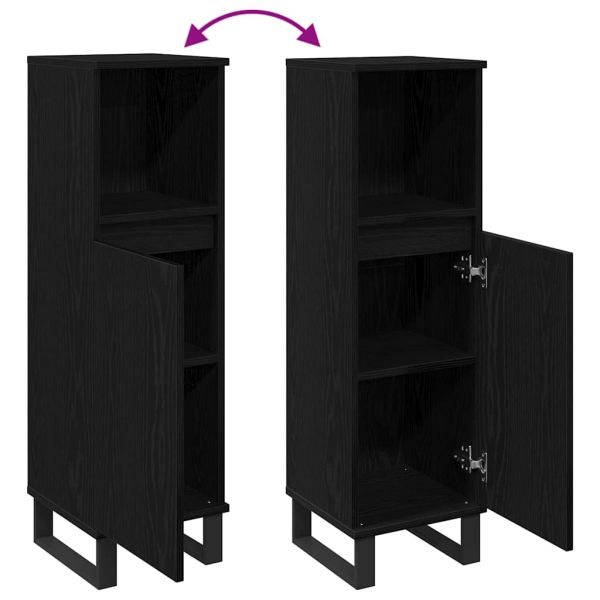 Шкаф за баня с рафт Черния дъб 30 x 30 x 100 см Инженерно дърво