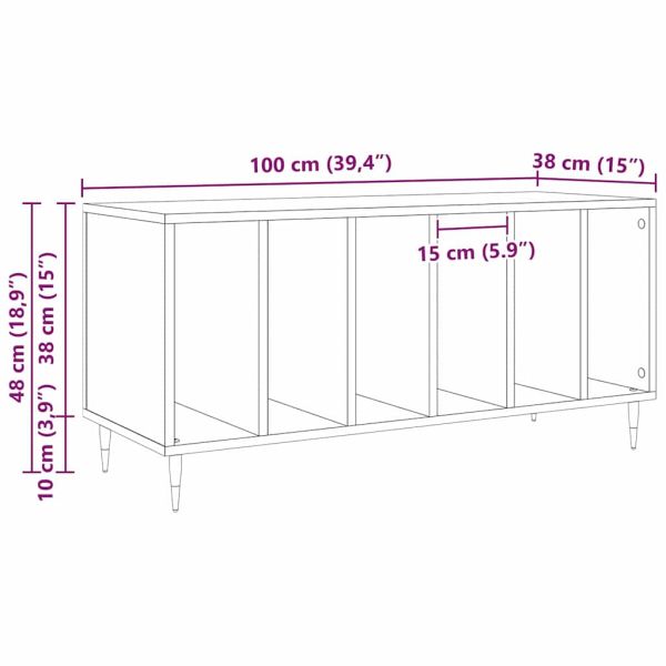Шкаф за грамофонни плочи с рафт дъб артизан 100 x 38 x 48 см