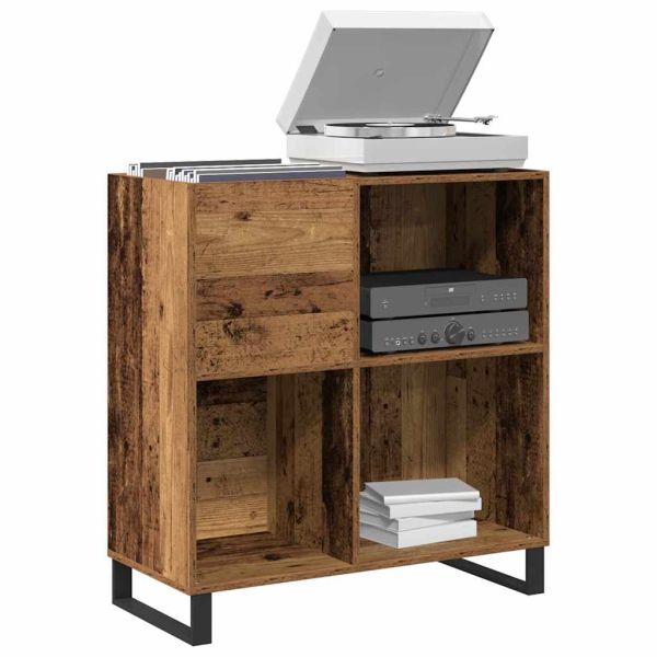 Шкаф за грамофонни плочи с рафт Старо дърво 85 x 38 x 89 см