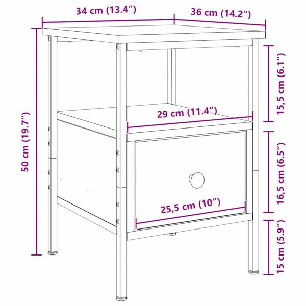 Нощен шкаф Черния дъб 34 x 36 x 50 см Инженерно дърво