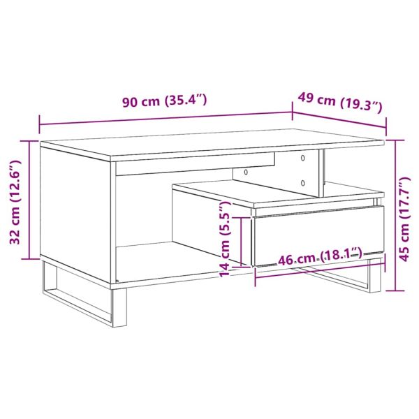 Масичка за кафе Черния дъб 90 x 49 x 45 см Инженерно дърво