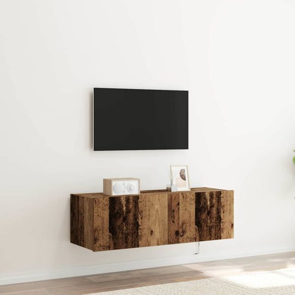 TV стенен шкаф 2 pcs Старо дърво 100 x 35 x 31 cm