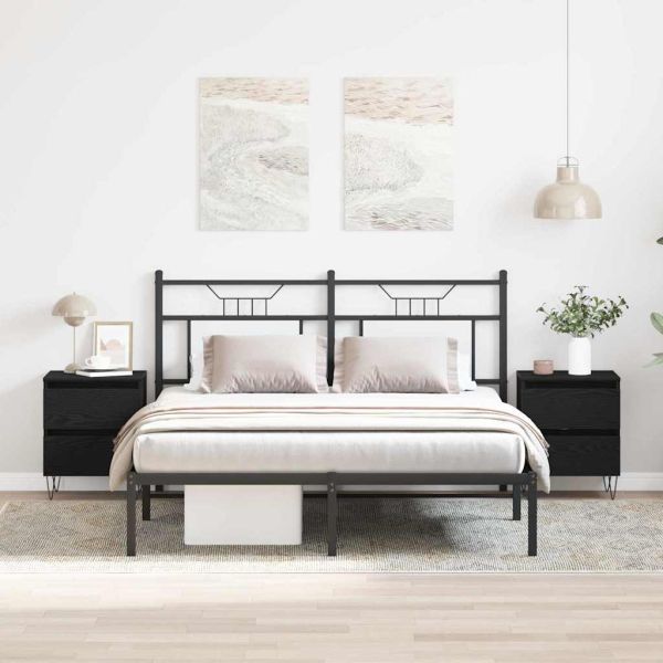 Нощен шкаф 2 pcs Черен дъб 40 x 35 x 50 см Инженерно дърво