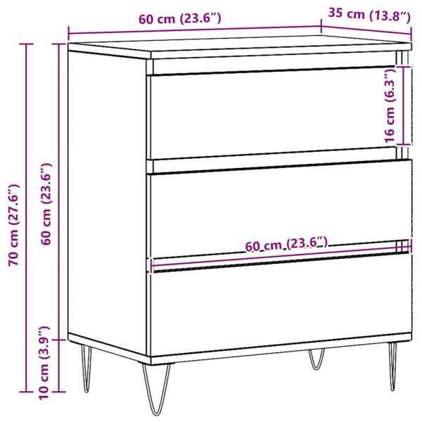Служебен шкаф с чекмедже Дъб 60 x 35 x 70 cm Инженерно дърво