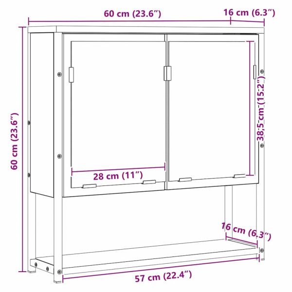 Огледало за баня с рафт със съхранение Бежово 60 x 16 x 60 см