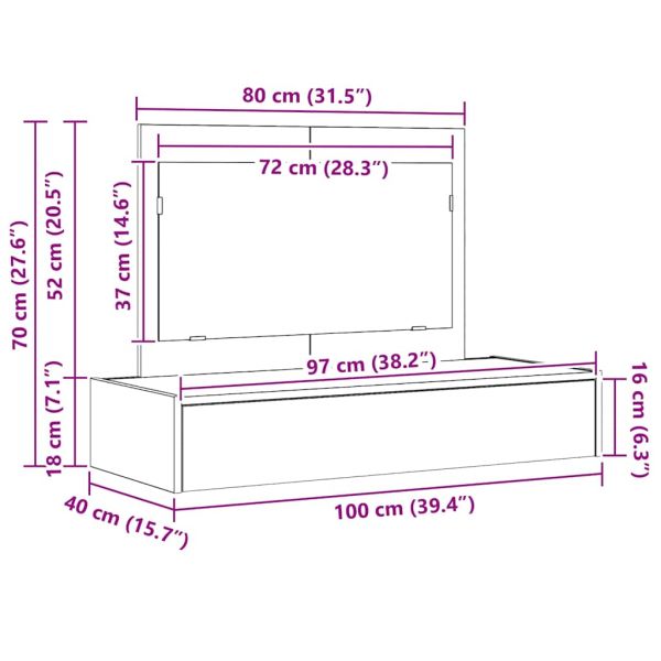 Тоалетка с чекмедже Кафяво 100 x 40 x 70 см Инженерно дърво