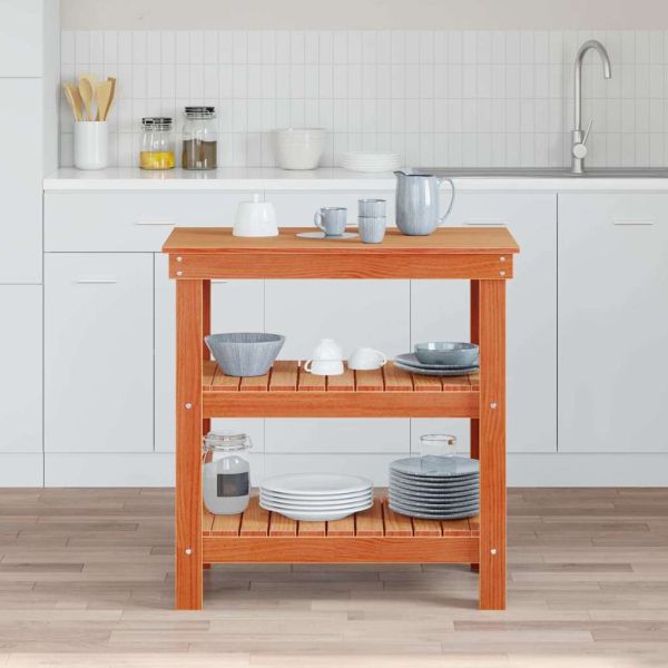 Работна маса с рафт Кафяво с восъчно покритие 78,5 x 50 x 80 см